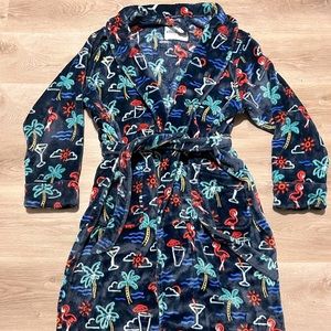 Chubbies Fleece Beach Theme Robe OS Palm Trees Flamingo Cocktail